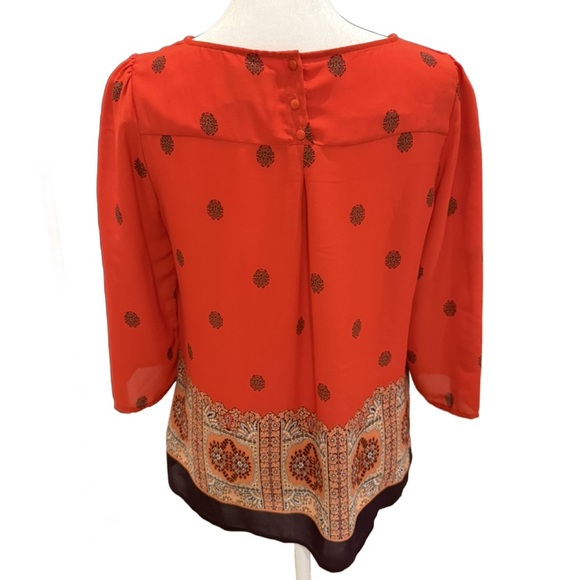 Maeve Anthropology Women's Red Patterned Top size Small - Picture 3 of 6